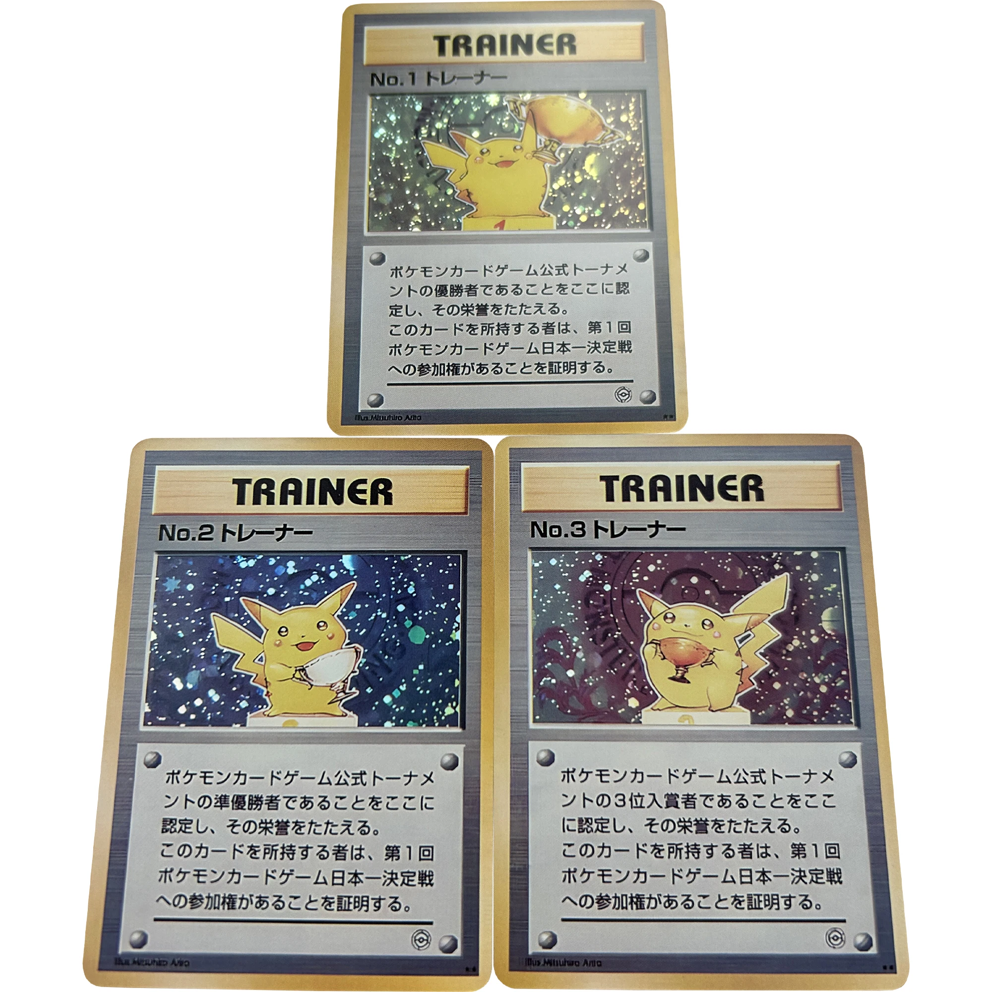 

3Pcs/set Pokemon Pikachu Trophy Series Flash Card Classic Game Anime Collection Cards Diy Gift Toys