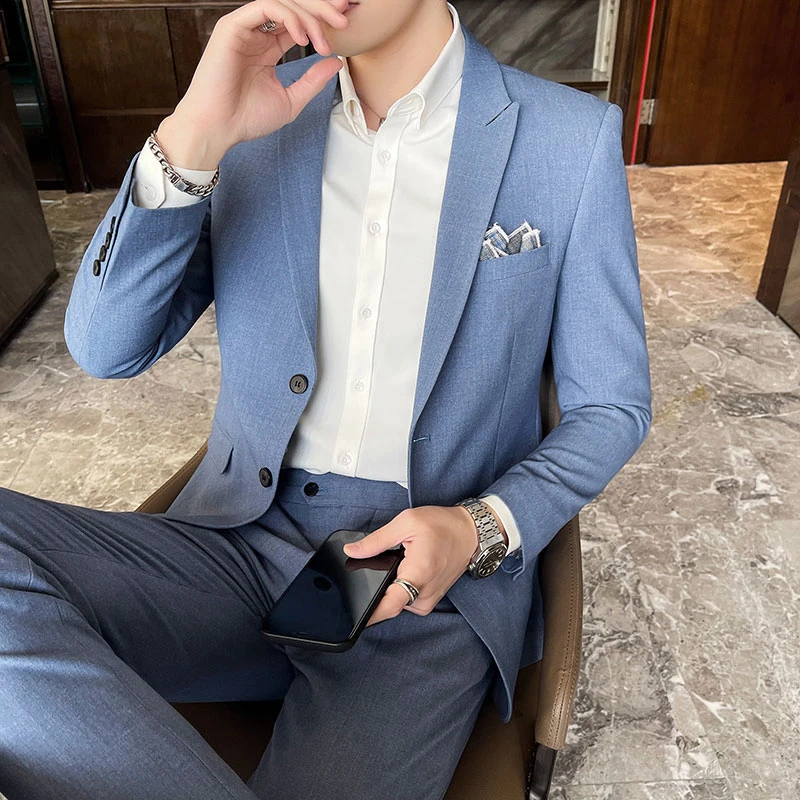 2025 Men's Business Suit Slim-fit Wedding Dress Two-piece Set M-4XL Stylish Handsome All-in-one Banquet Trousers