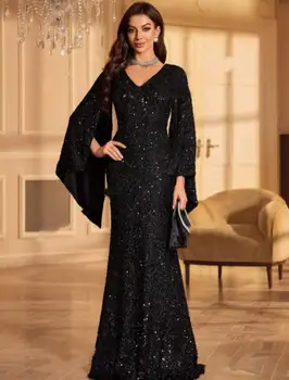 Elegant Sequin Chiffon Dress