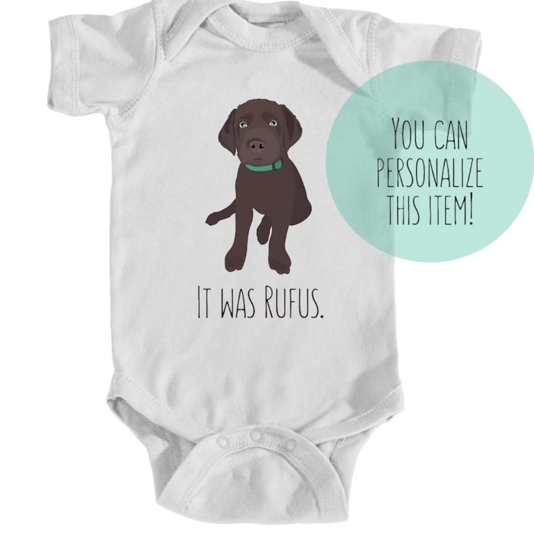 BrownLabradorPuppyOnesieChocolateLabBabyBodysuitToddlerNewborn