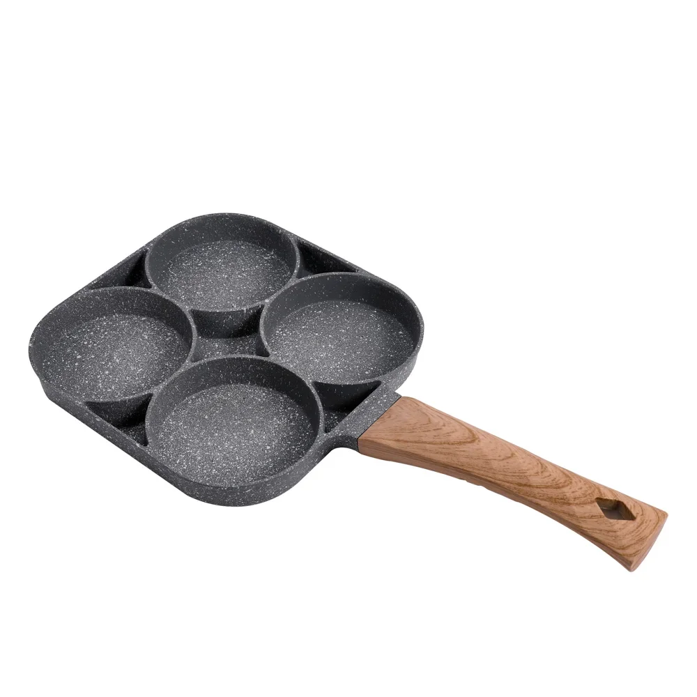 Non-stick 4 Hole Frying Pan for Omelet, Pancake, Steak, Egg, Ham - Kitchen Cookware 6