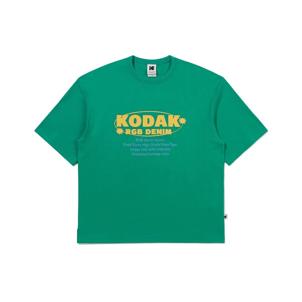 KODAK RGB 로고 클래식 퓨어 코튼 반팔 티셔츠, 레트로, 한국 스타일, 트렌디하고 편안합니다.