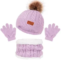 1-5Y Autumn Winter Children Baby Knit Gloves Hat Scarf 3pcs Suit Outdoor Windproof Warm Kids Muffler Hats and Caps for Boy Girl 6