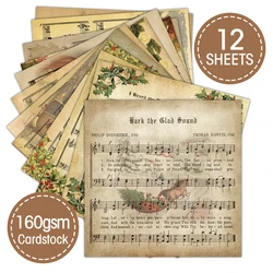 Vintage Christmas Sheet Music Scrapbook Paper Set - 12 Sheets, 6x6 Inch, Perfect for DIY Crafts and Holiday Decorations (12 sheets for a set)