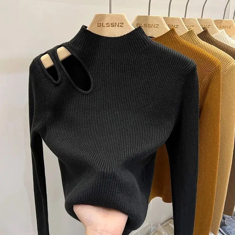 Turtleneck Knitted Sweater Women Ribbed Pullovers Autumn Winter Basic Women Sweaters Fit Soft Warm Tops - Image 5