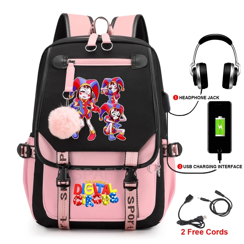 Backpack The Amazing Digital Circus Printe USB Capacity Teens Laptop School Bags Women Men Travel Casual Backpacks Best Gift
