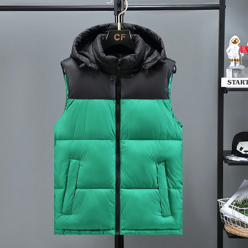 Couple's Color Matching Vest Men's Autumn Winter 2022 Down Cotton Vest Loose Large Casual Men's and Women's Coat