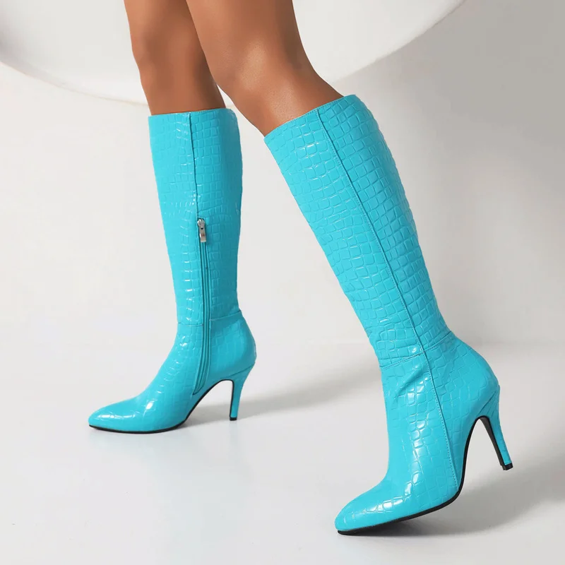 

2022 New High Quality Over The Knee Boots Woman Long Boots Snake Print Women Winter Footwear Sexy Winter Patent Leather Boots 43