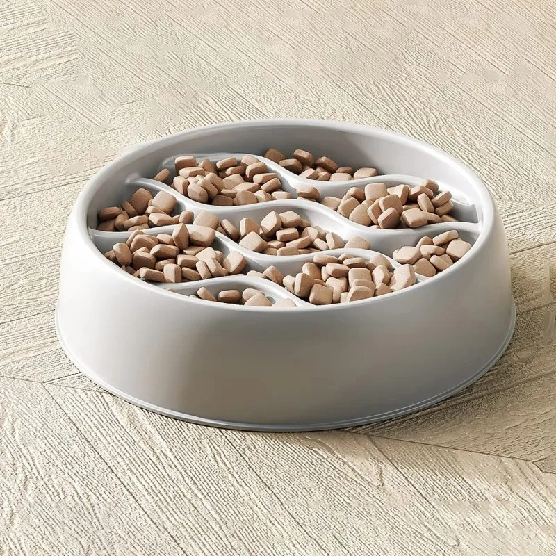 Simple Design Pet Slow Feeding Bowl, Wavy Column Design, Dual-Purpose for Food & Water, Easy To Clean, for Cats & Dogs Feeding