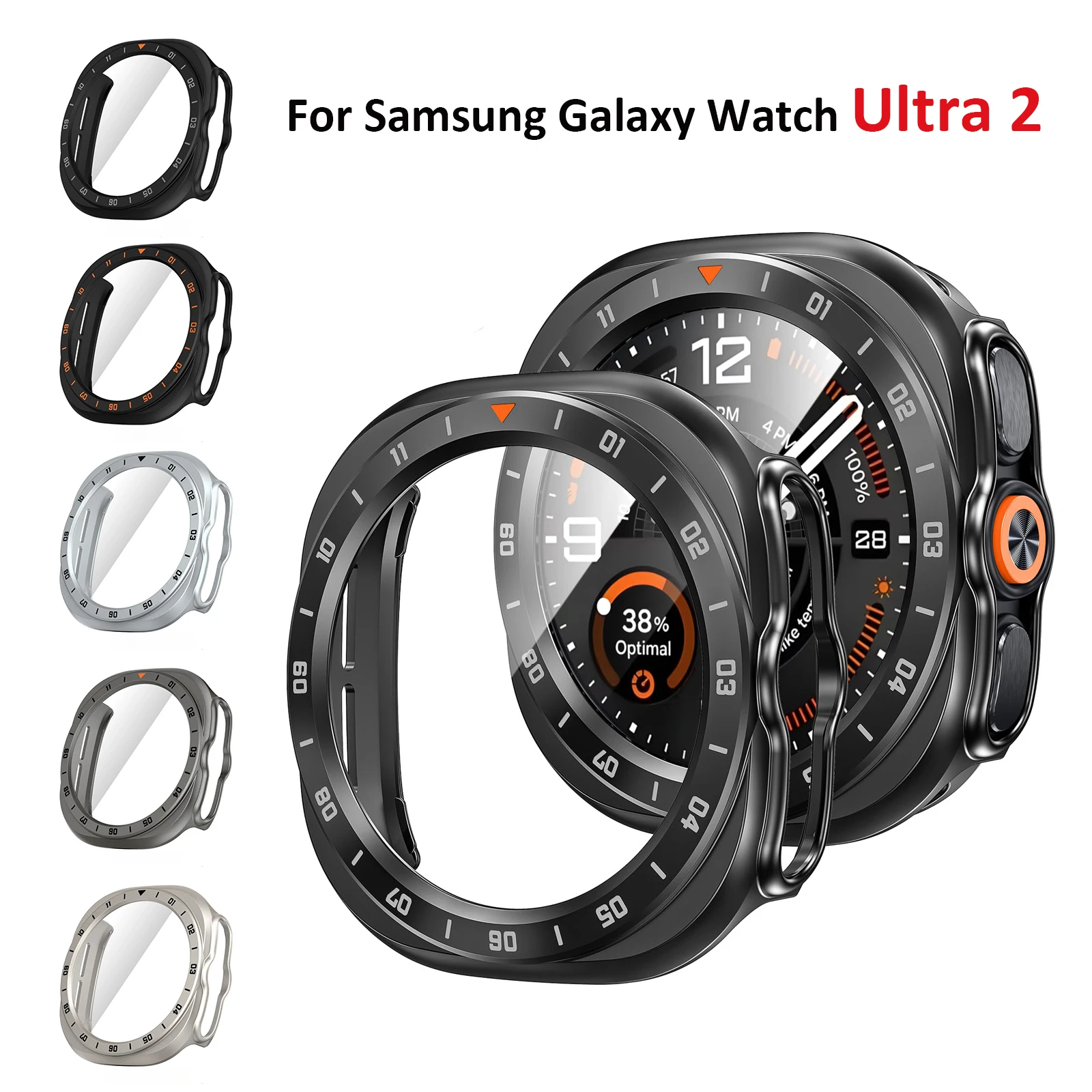 Premium Tempered Glass + PC Protective Case for Smartwatch - Ultra Durable Bumper Cover