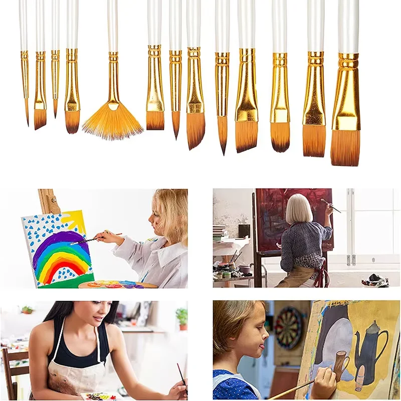 13Pcs Painting Brushes Set Artist Painting Brush for Oil Acrylic Watercolor Gouache Paint Professional Artist Supplies 5