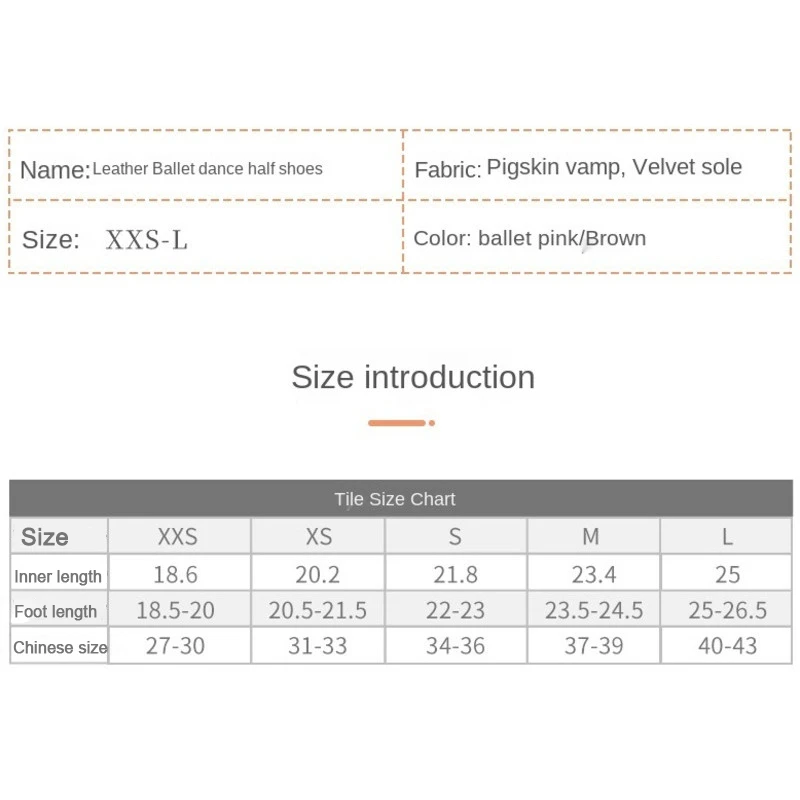 Girls Professional Ballet Shoes Leather Soft Sole Half-covered Gymnastics Ballet Slippers Practise Ballerina Shoes Dance Shoes 6