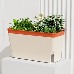 Modern Self - Watering Decorative Planter with Water Level Window (Orange)