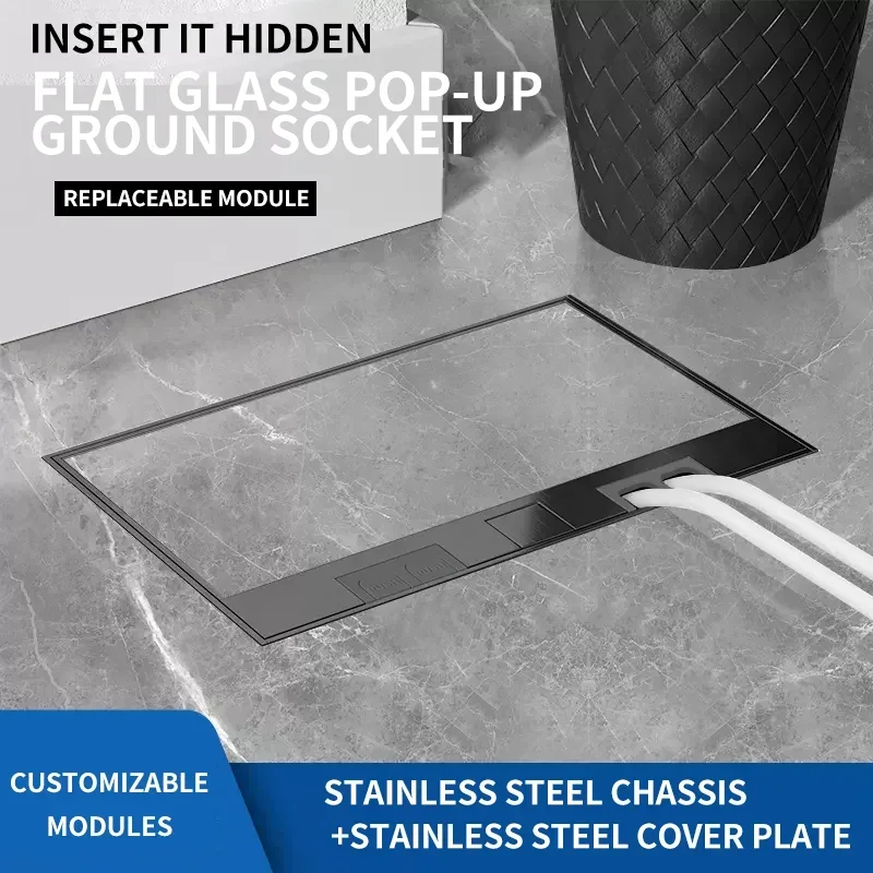 지상 임베디드 대리석 방수 소켓, 미국 영국 EU USB 콘센트, 숨겨진 스테인리스 스틸, 보이지 않는 평평한 얇은 디자인, 홈 오피스용 
