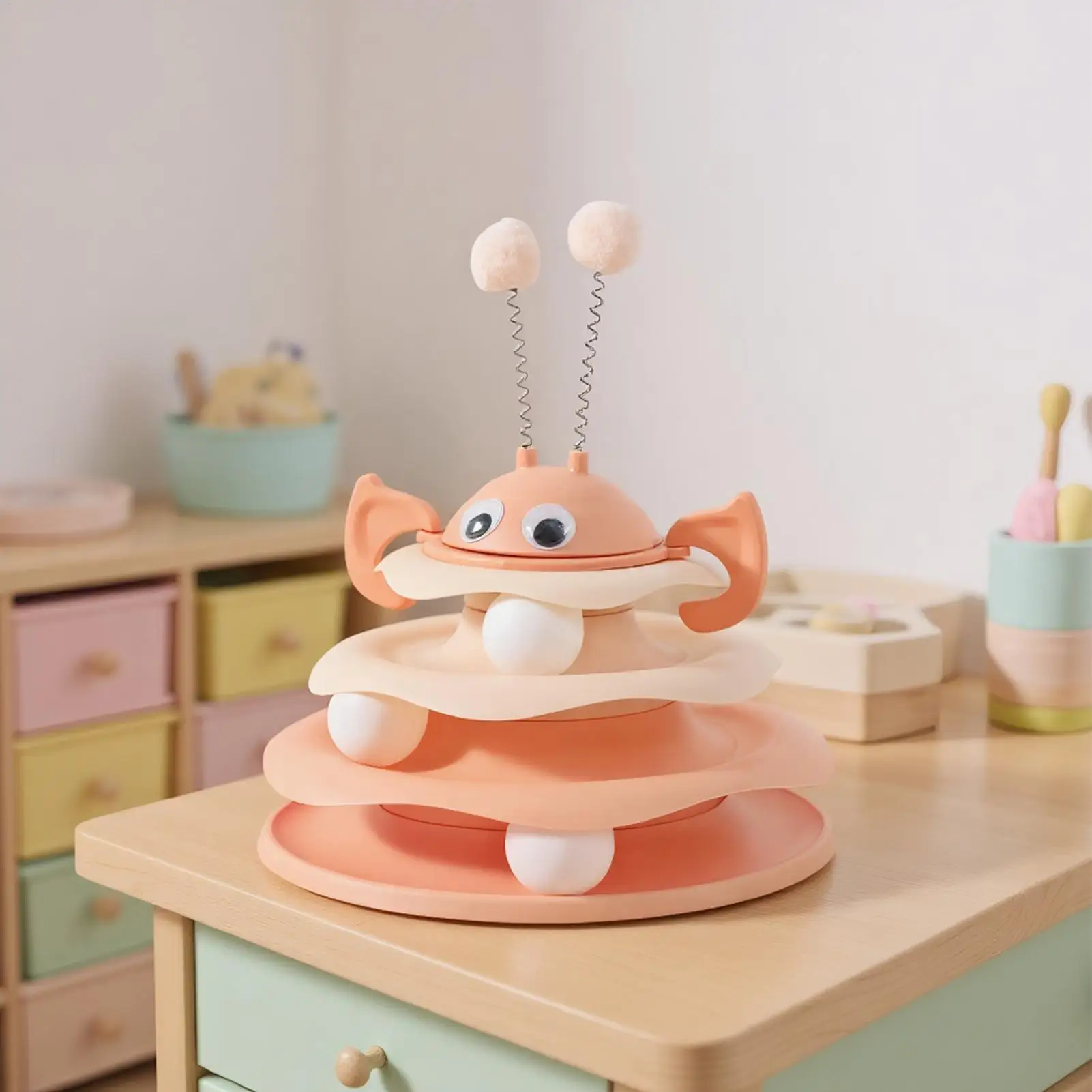 Interactive Toys For Cats 3-Level Teaser Cute Fun Indoor Cat Toys Interactive Games For Kitten Enrichment Stimulation Exercise