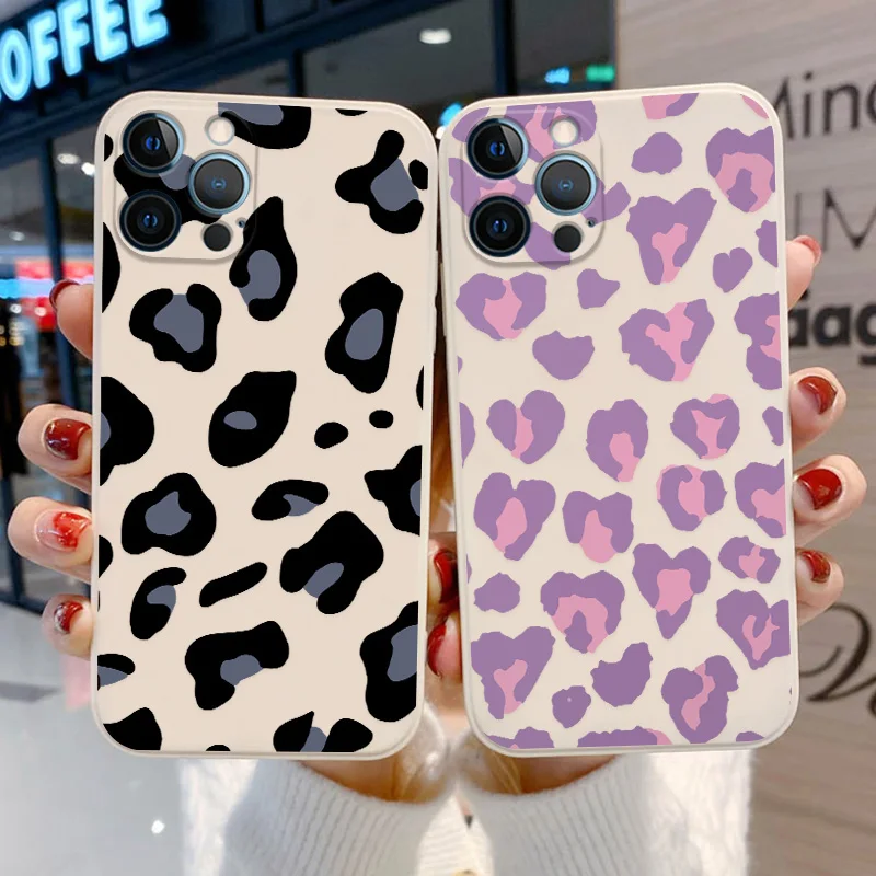 

Leopard Print Phone Case For iPhone 11 Case iPhone 13 12 Pro Max XS Max 7 8 6s 14 Plus XR X SE Cow Pattern Fundas Silicone Cover