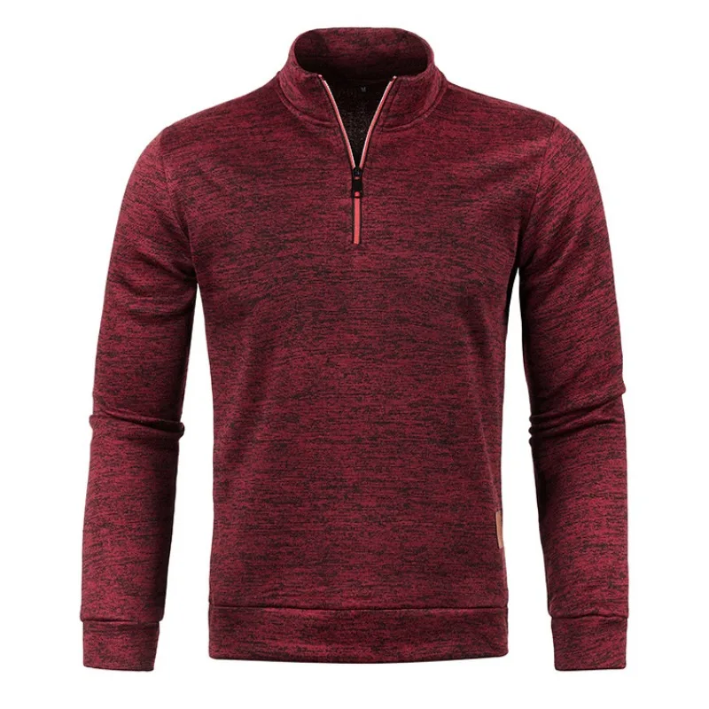 Autumn Men's Half Zipper Sweatshirts Long Sleeve Solid Color Pullover Turtleneck Streetwear Winter Warm Jacket Sport Coats 4