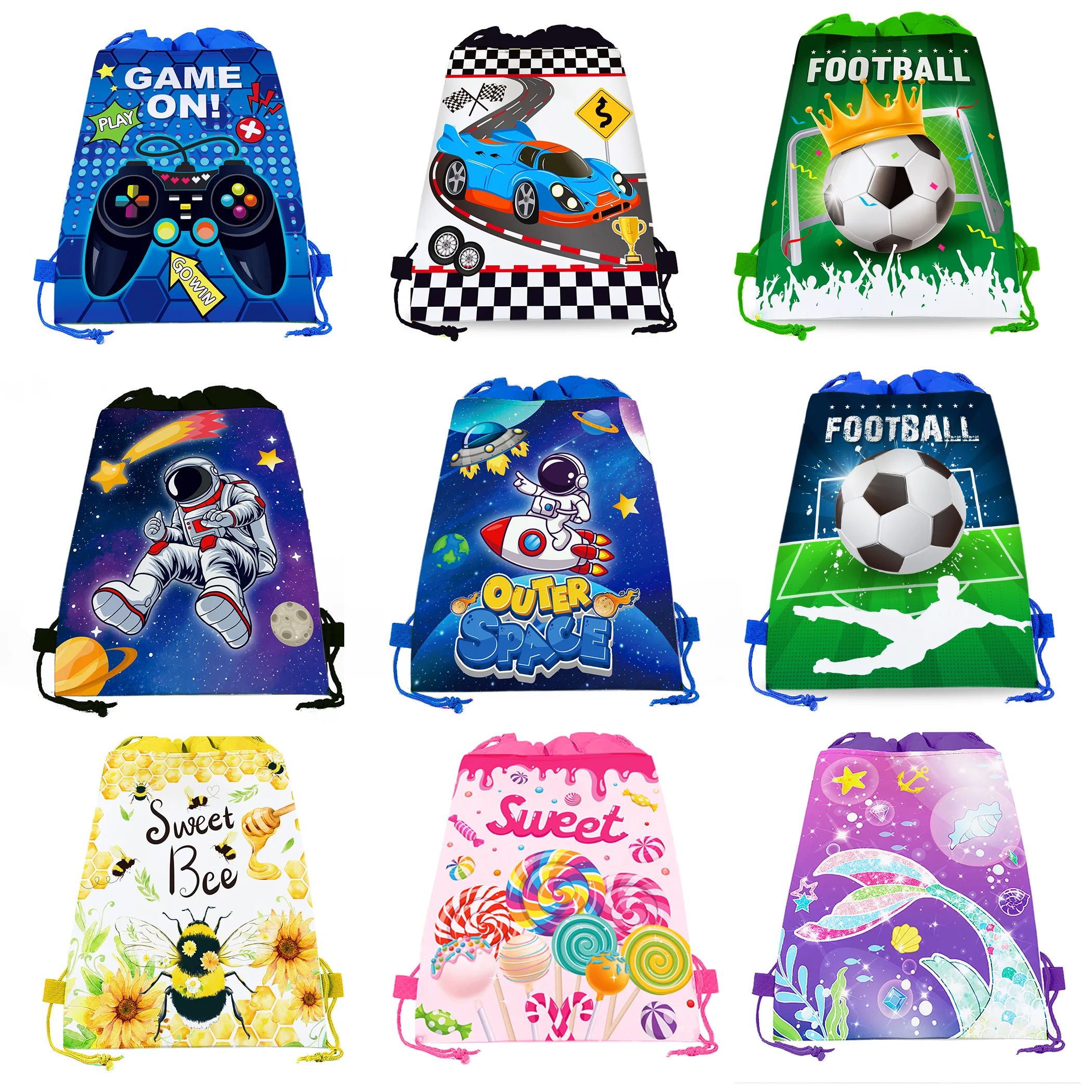 Biene Griff Spiel Meerjungfrau Lutscher Vlies Geschenke Tasche Schule Sport Kordelzug Rucksack Kinder Geburtstag Party Verpackung Lagerung Taschen