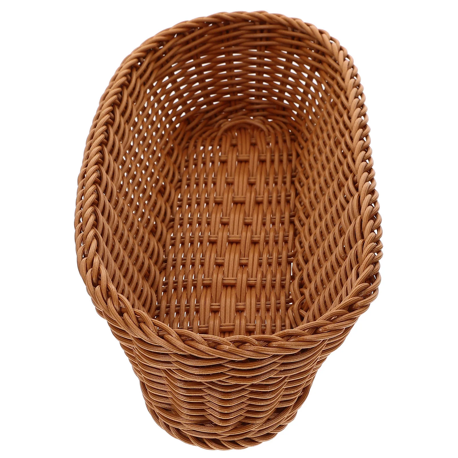 

Imitation Rattan Woven Bread Basket Kitchen Food Serving Holder Storage Sundries Tabletop Organizer Weaving Plastic Decor