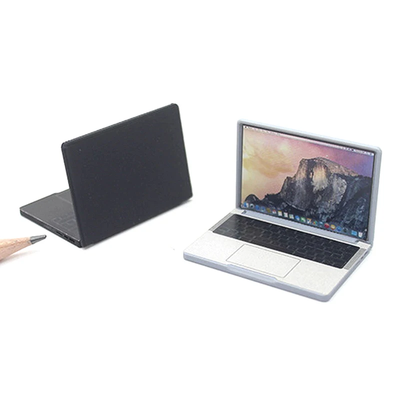Kids 1:12 Simulation Mini Laptop Computer Dollhouse Miniature Alloy Crafts Dollhouse Decoration For Doll House DIY Accessories - 2