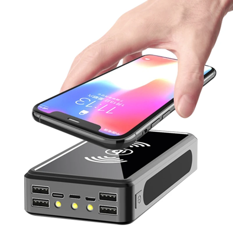 80000mAh Qi Solar Power Bank Wireless Fast Charger for IPhone Xiaomi Samsung with 4 USB External Mobile Phone Battery best powerbanks