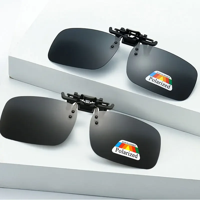 Polarized Clip Sunglasses 2Pcs Set Myopia Glasses Clip Driver Fishing Night Vision Myopia Clipon Sun Shading Eyeglasses 2