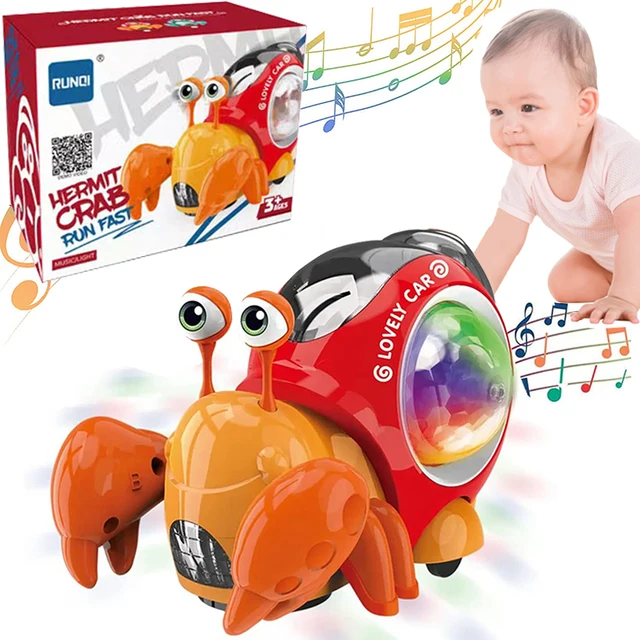 Children Toy Crawling Crab Walking Dancing Electronic Pets Robo Hermit Crab Snail Glowing With Music Light Baby Toddler Toy Gift