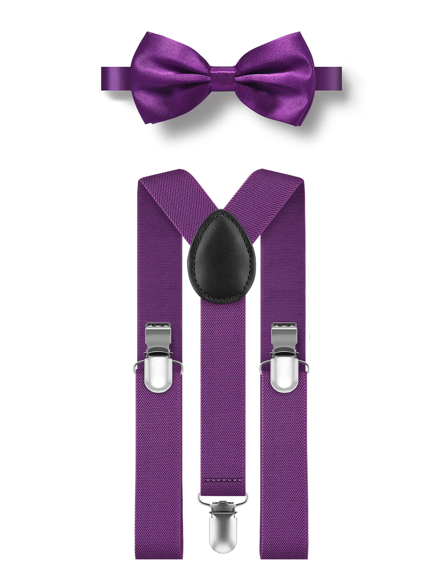 Suspenders Bow Tie Set For Men  Adjustable Size Elastic 1 inch Y Shape with Strong Clips Braces Wide Y Shape Suspenders