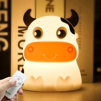 Cute Cow Night Light 7-Color Silicone LED Nursery Lamp 1