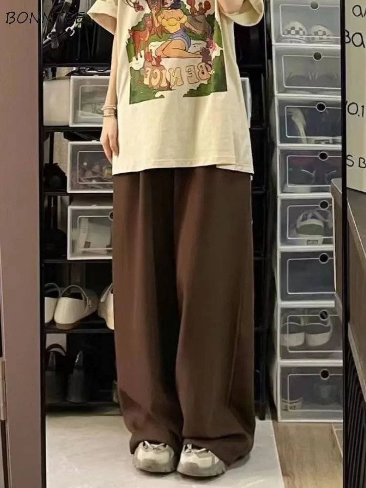 

Pants Women Student Solid Vintage High Waist Streetwear Harajuku Trousers All-match Loose Basic Unisex College Daily Autumn Lady