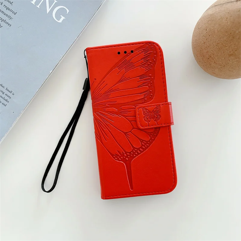 Butterfly Leather Flip Wallet Phone Case - Fashionable Design