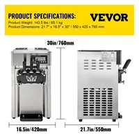VEVOR Commercial Professional Soft Ice Cream Machine 3 Flavors 18L/H Ice Cream Commercial Soft Serve Maker 2