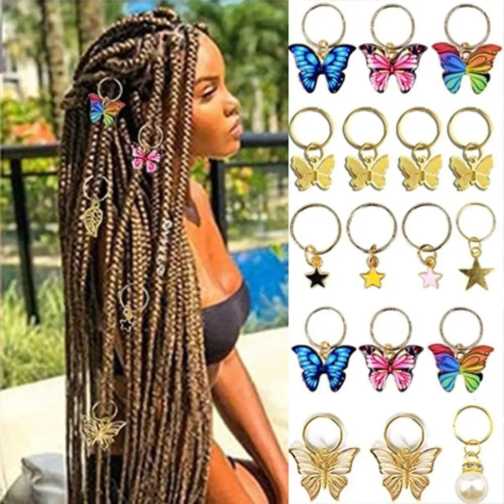 

20Pcs Butterfly Dreadlock Hair Rings High Quality Metal 20Pcs Hair Decorations Long Hair Locks Hair Beads