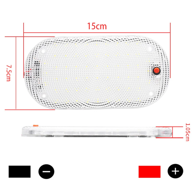 รูปสินค้า 60 LED แผงไฟในรถ รูปไข่ บางเฉียบ ใช้ได้ทั้งรถบรรทุกและแคมป์ปิ้ง