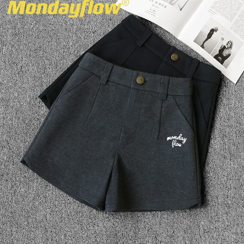 

Зимняя одежда для гольфа Mondayflow, юбка, женские шерстяные шорты, трапециевидная юбка, повседневные спортивные шорты, брюки, Корейская одежда для тенниса