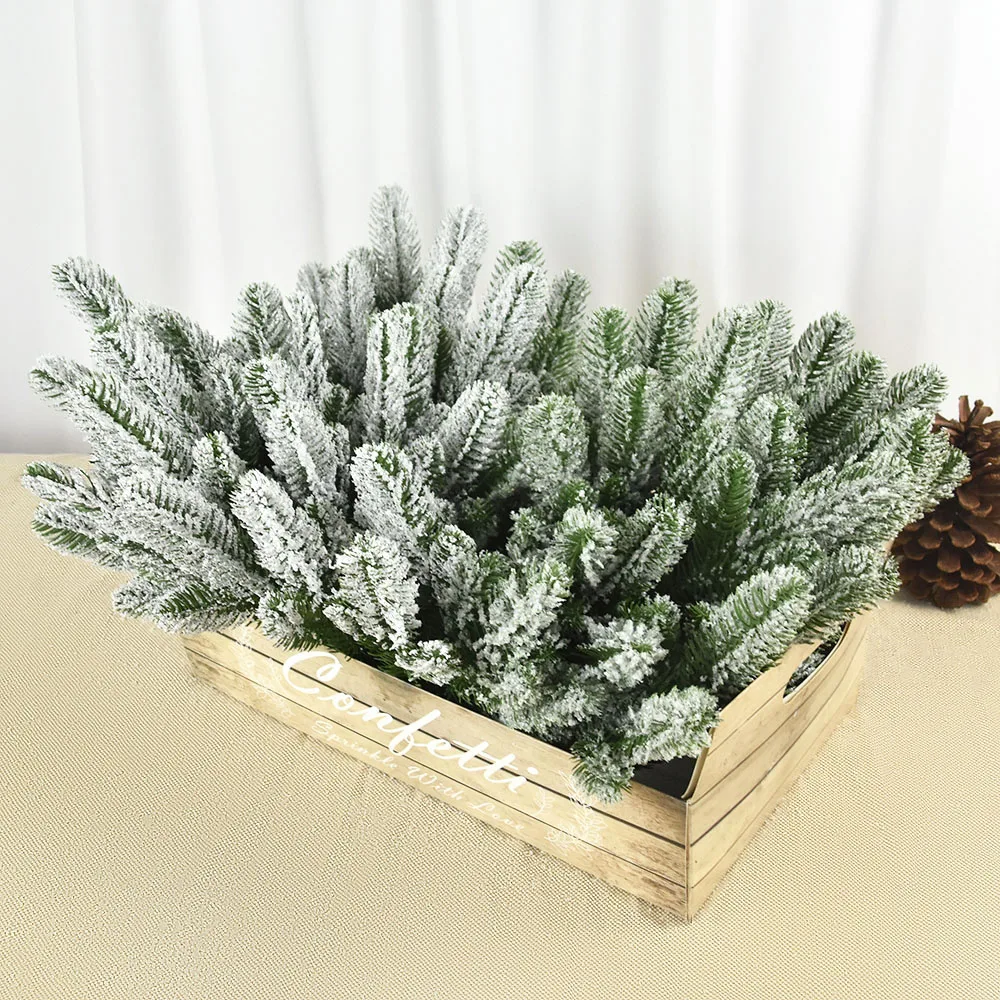 1Pack Christmas Pine Branches Snow Artificial Plants Pine Needles For Christmas Tree Wreath Home Decorations Xmas New Year Gifts images - 6