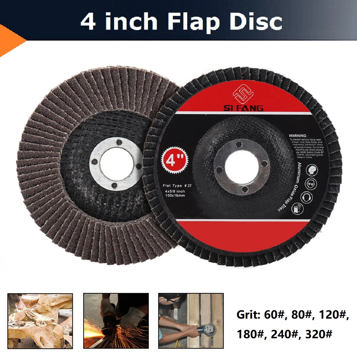 

4" 100mm Flap Discs Angle Grinder Sanding Discs 60/80/120/180/240/320 Grit Grinding Wheel Metal Plastic Wood Removal Abrasive