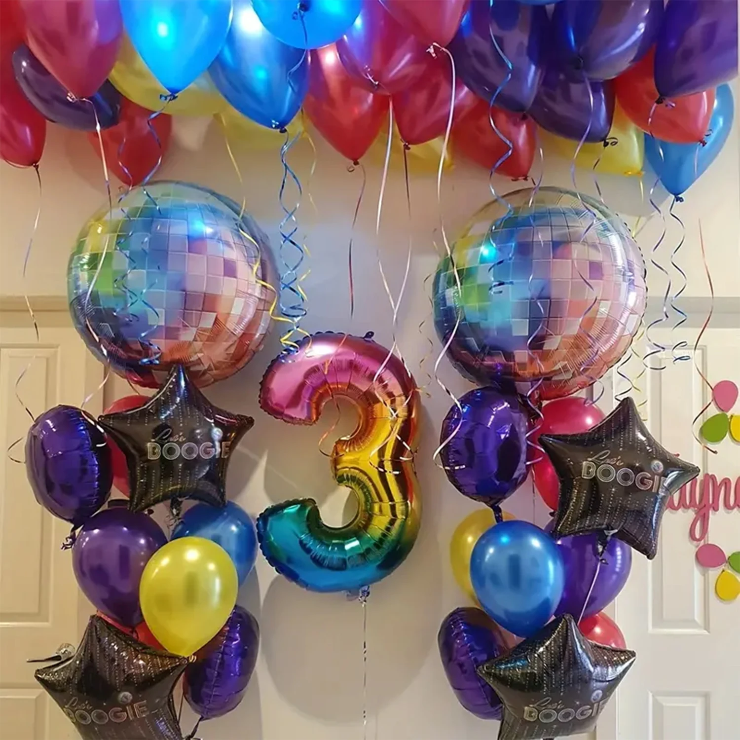 Set of 6 Metallic Disco Dance Party Balloons - 22 Inch Aluminum Film Decor