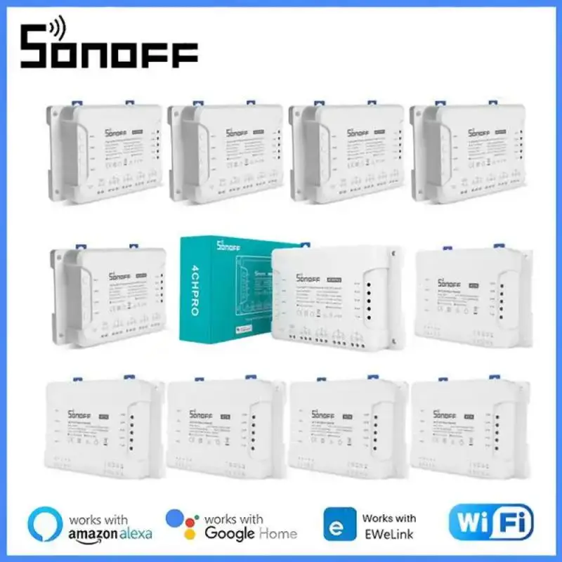 

SONOFF 4CH R3 /4CH PRO R3 4 Gang Smart WIFI Switch 433MHZ Din Rail Mounting Wireless Remote Control Timer DIY Switch Via Ewelink