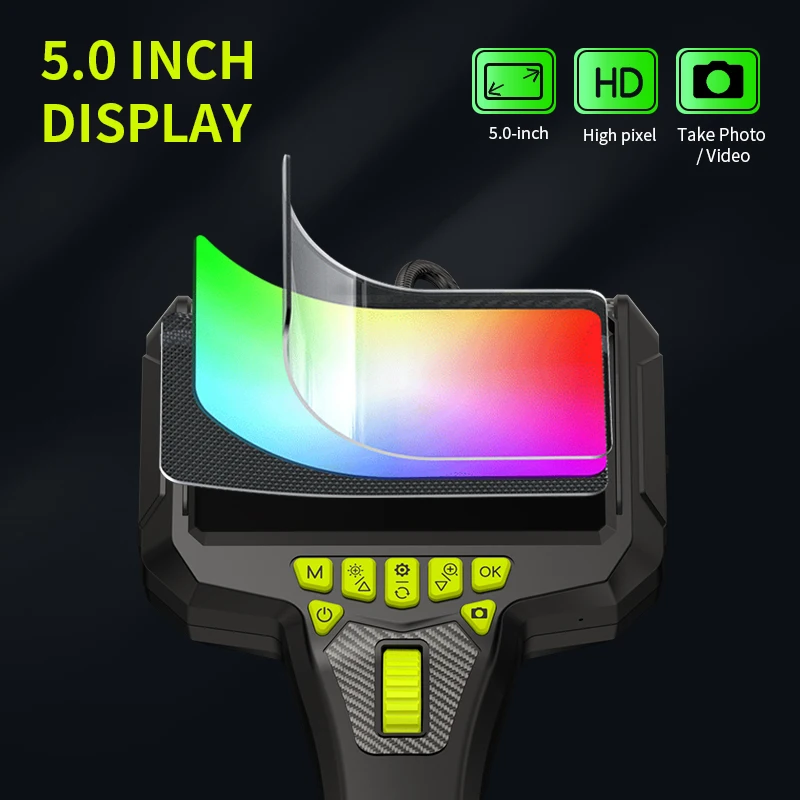 NEW 5-inch screen 360 ° steering 6mm lens endoscope HD camera automotive maintenance engine industrial pipeline detector 4