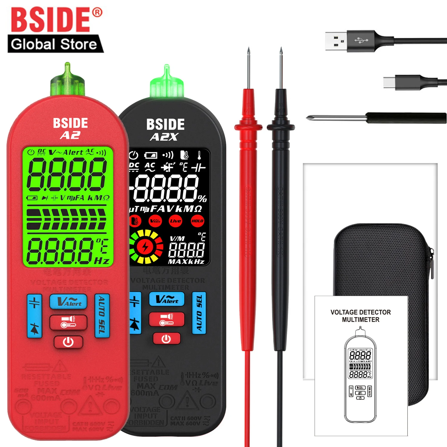 Multimètre numérique intelligent double mode AC/DC 400 V Détecteur de tension  Testeur de résistance de fréquence Affichage LCD Lampe de poche Éclairage :  : Outils et Bricolage