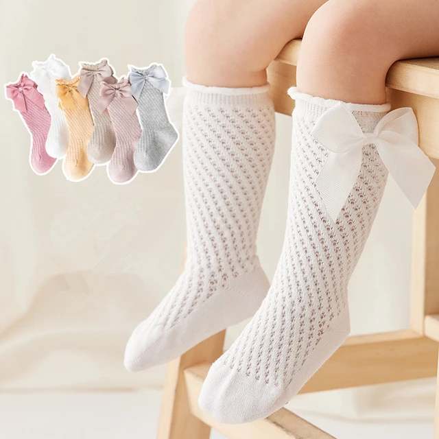 Baby Girls Socks Toddlers Bow Long Sock Kids Knee High Soft Cotton Mesh  Spanish Style Children 0-5 Years Breathable Socks Spring - AliExpress