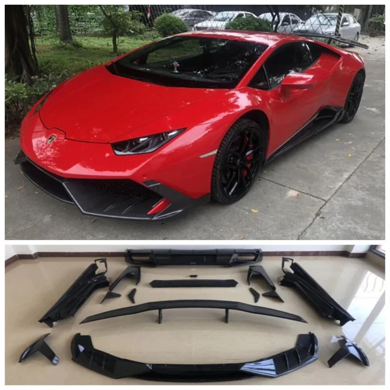 

For Lamborghini Huracan LP580 LP610 2014-2020 Real Carbon Fiber Bumper Front Lip Splitter+ Rear Diffuser + Spoiler + Side Skirt