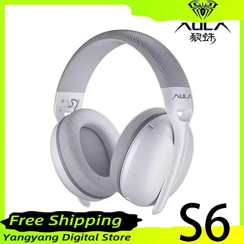 AULA S6 Wireless Headphone Esports Head-mounted Headsets 2.4G/Bluetooth/Wired Lightweight Earphones with Mic PC Gaming Laptop