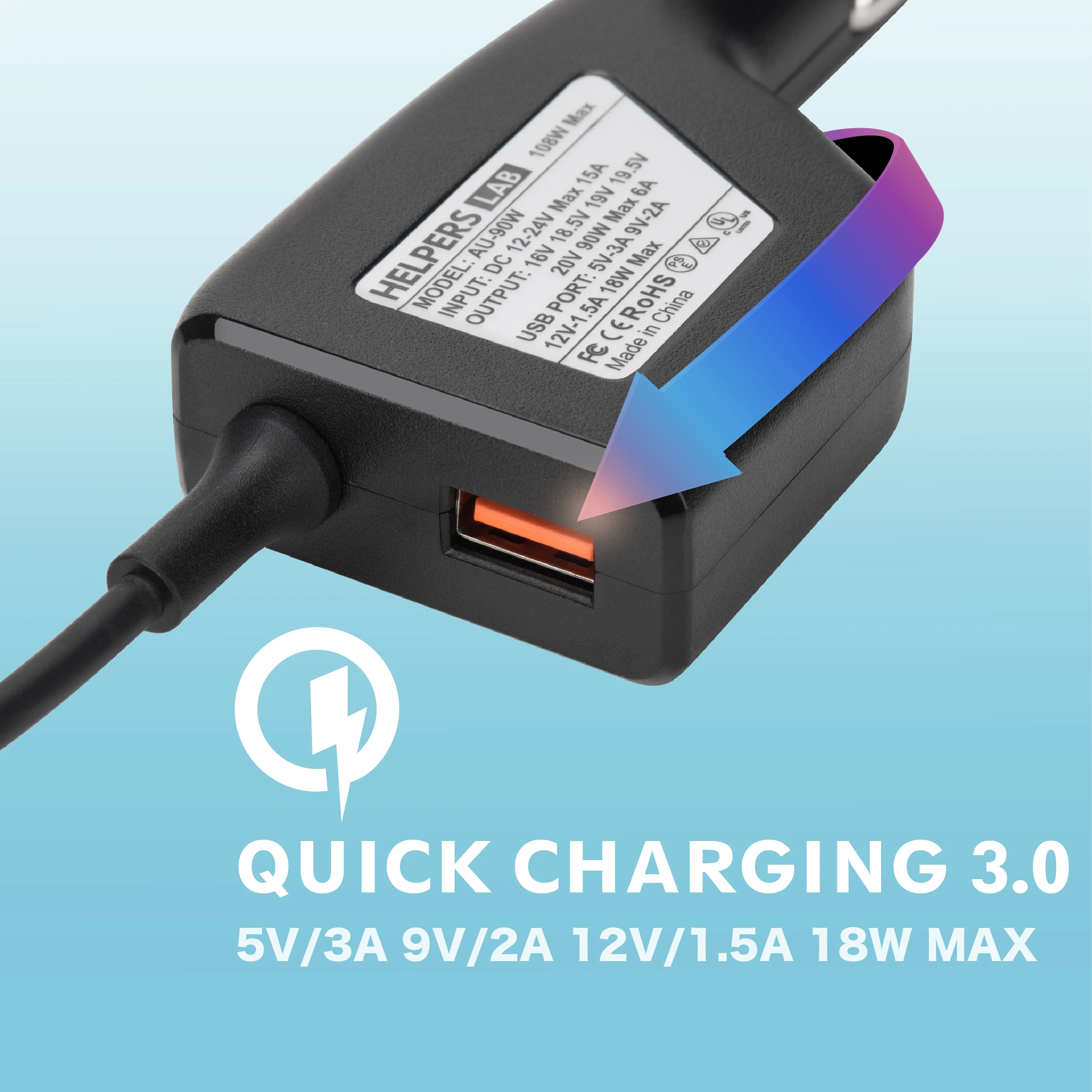 Universal Portátil Carregador de Carro Fonte Alimentação 16 Dicas dc com 18q Qc3.0 Usb para hp Compaq Dell Acer Asus Sony Samsung Ibm Lenovo Thinkpad Panasonic Etc 90w - Imagem 2