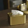 Manual Brass Tissue Box Advanced Texture Living Room Paper Boxes Modern Manual Art Dining Room Napkin Organizer Home Decoration 3