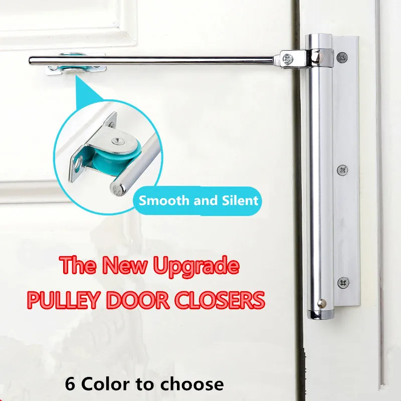 Door closer aluminum alloy upgrade pulley mute door closer adjustable force automatic door closing device smooth silent use for types doors