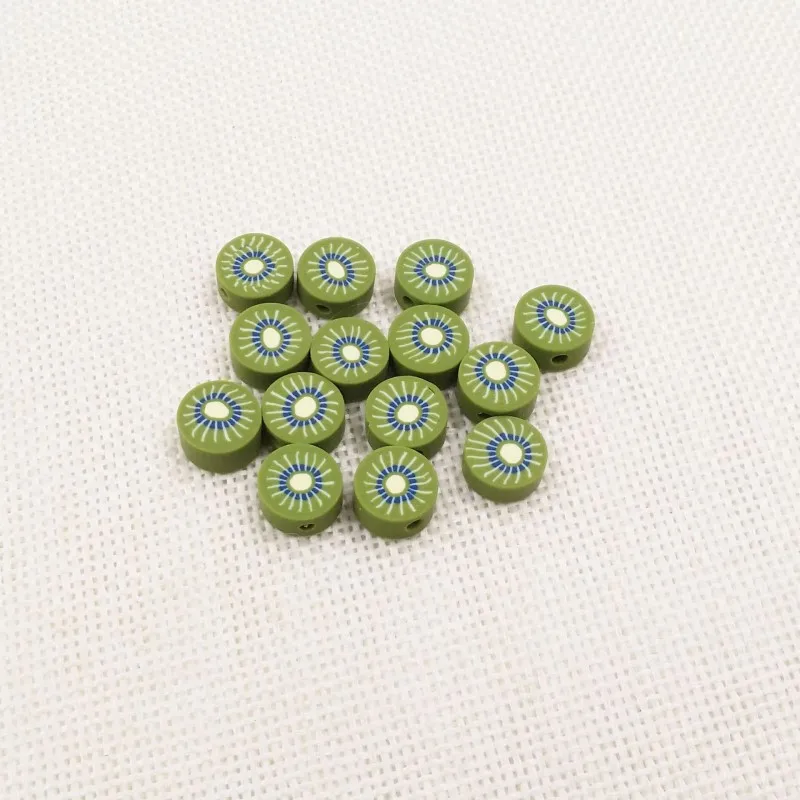 30Pcs/Lot Fruit Beads Polymer Clay Beads Charm Green Kiwi Polymer Clay  Spacer Beads For Jewelry