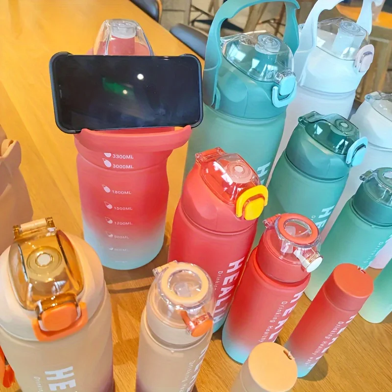 4 PCS Set Water Bottle Large Capacity With Straw For Family 300ml/700ml/1500ml/3300ml