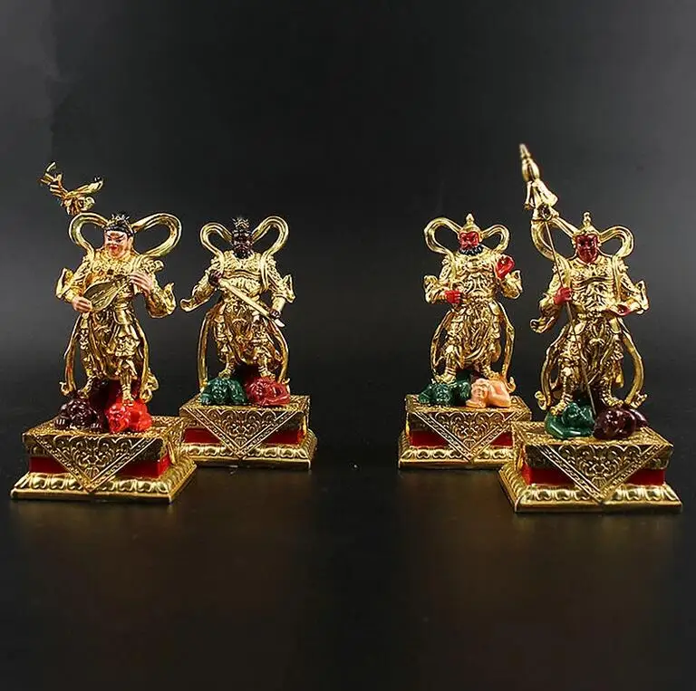 

4pcs/set 14.5cm Gold Resin Exquisite Plated Chinese Fengshui Tibetan Buddhist Vajra Putting Decorate Figurine
